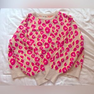 Brandy New Peach Love Neon Cheetah Print Sweater